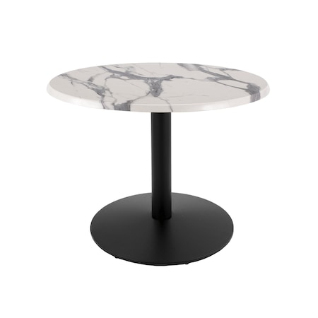 Holland Bar Stool Co 30" Tall OD214 Black Table Base 22" Diameter 30" Diameter White Marble Top by the HollBar Stool Co. OD214-2230BWOD30RWM